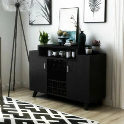 Best Sale ✔️ Furniture Of America Hafley Contemporary Wine Cabinet Buffet Cappuccino ✨