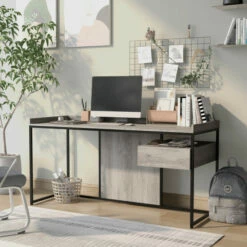 Best Sale 🤩 Furniture Of America Jaxon Industrial 63-inch Computer Desk Rustic Oak 😍