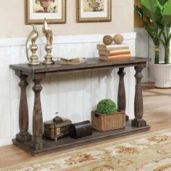 Best Pirce 💯 Furniture Of America Geln 54-inch Solid Wood 1-shelf Sofa Table Brown Cherry ❤️