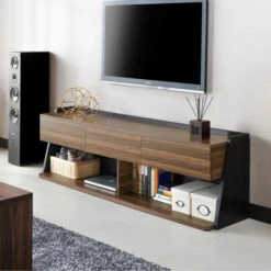 Best deal 👍 Furniture Of America Alan Contemporary Walnut TV Console 🧨
