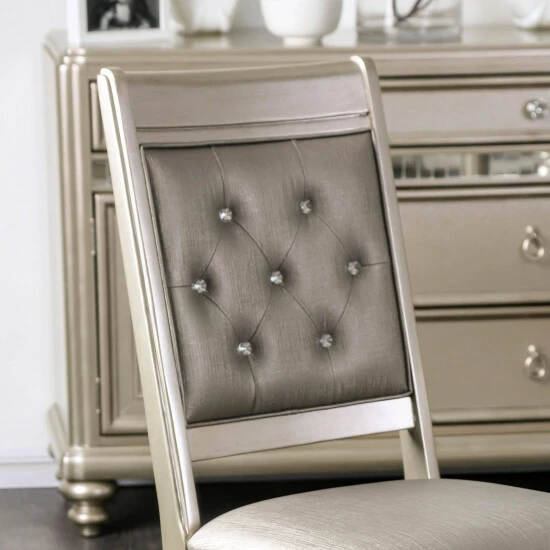 Cheapest ๐ Furniture Of America Olin Glam Gold Faux Leather Side Chairs (Set Of 2) โ๏ธ - Image 4