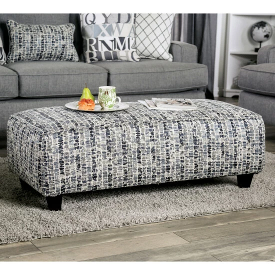 Outlet ๐ Furniture Of America Fame Farmhouse Grey Fabric Cocktail Ottoman โค๏ธ