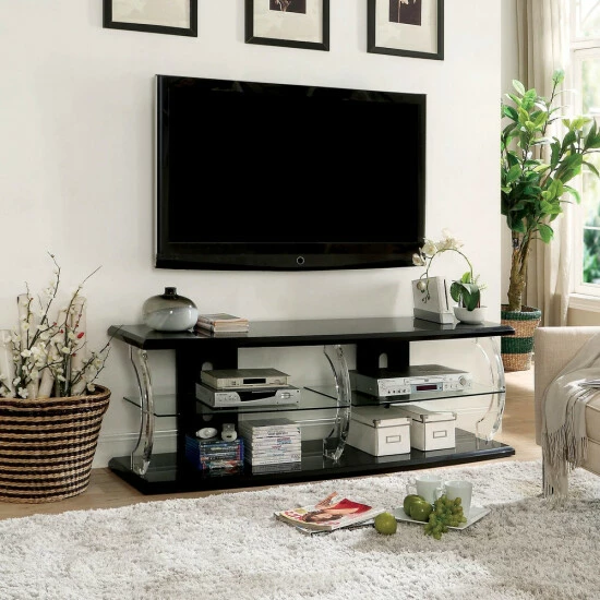 Top 10 🔔 Furniture Of America Lald Modern Glass 2-shelf TV Console With LED White 🤩 - Image 2