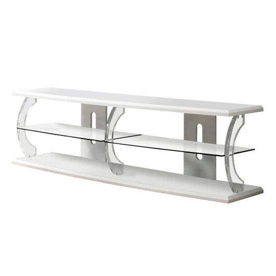 Top 10 🔔 Furniture Of America Lald Modern Glass 2-shelf TV Console With LED White 🤩 - Image 6