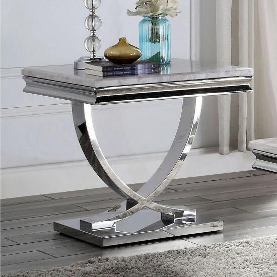 Coupon ๐ Furniture Of America Verdiccio Glam Chrome 23-in Faux Marble Side Table ๐