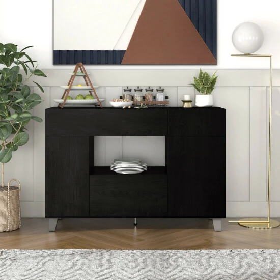Outlet β¨ Furniture Of America Ilti Contemporary Black 47-inch Buffet Server π - Image 2