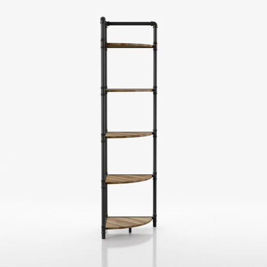 Hot Sale π Furniture Of America Nixie Urban Sand Black Open Back Corner Bookcase π - Image 5