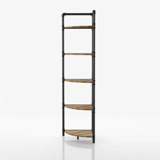 Hot Sale π Furniture Of America Nixie Urban Sand Black Open Back Corner Bookcase π - Image 6