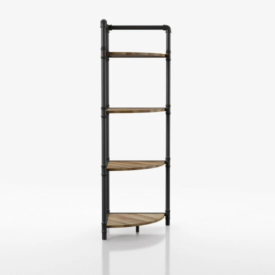 Hot Sale π Furniture Of America Nixie Urban Sand Black Open Back Corner Bookcase π - Image 7