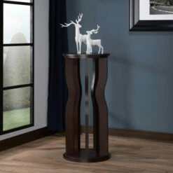 Best Sale 🥰 Furniture Of America Tula Contemporary Tall Walnut Round End Table ✔️