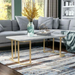 Deals ⭐ Furniture Of America Deeanne Contemporary 47-inch Faux Marble Coffee Table Black 😉