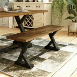 Budget π Furniture Of America Teasdale Farmhouse Rectangle Solid Wood Dining Bench Chestnut π₯