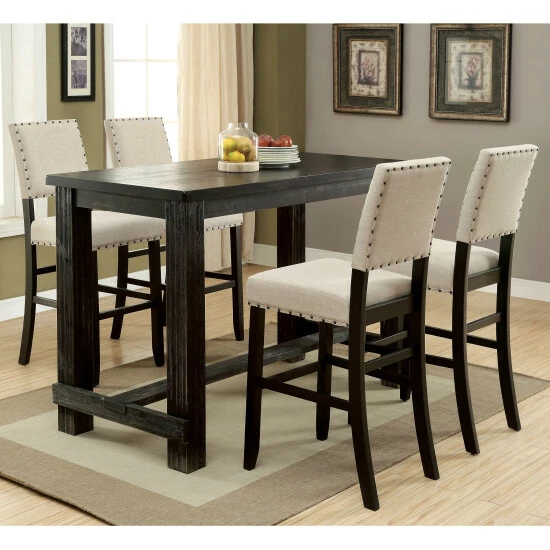 Top 10 🥰 Furniture Of America Vevo Rustic Black 5-piece Bar Table Set 🌟