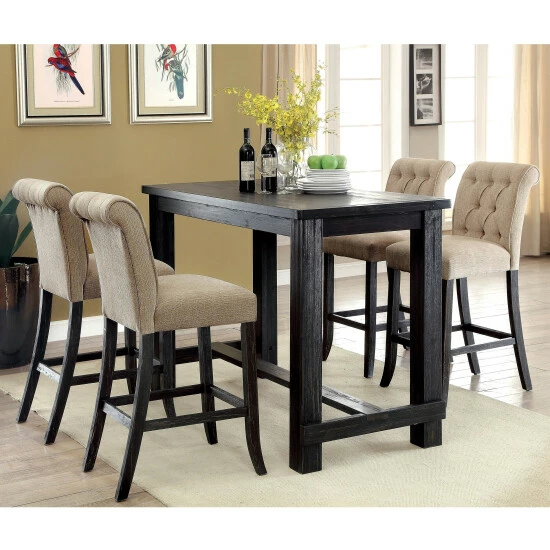 Top 10 🥰 Furniture Of America Vevo Rustic Black 5-piece Bar Table Set 🌟 - Image 2