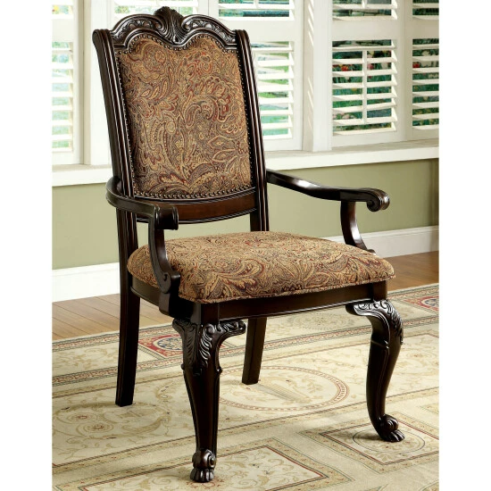 Hot Sale ๐ Furniture Of America Kova Traditional Cherry Fabric Arm Chairs (Set Of 2) ๐