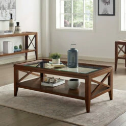 Buy 😍 Furniture Of America Hinz Farmhouse Solid Wood 1-shelf Coffee Table Grey ⭐