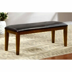 Discount π Furniture Of America Rons Contemporary Upholstered Dining Bench Brown Cherry/black π