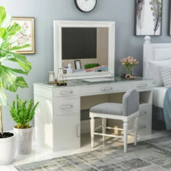 Discount 😉 Furniture Of America Zehr Contemporary Solid Wood Vanity Set Obsidian Grey 🌟