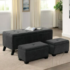 Best deal 😍 Furniture Of America Iras Transitional Gray Storage Bench With Ottoman 👍