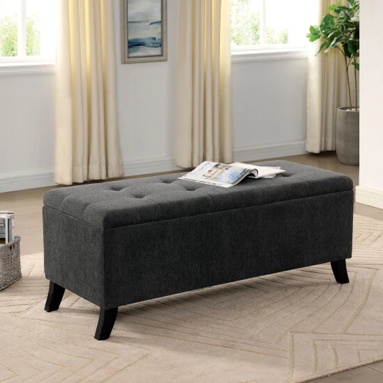 Best deal 😍 Furniture Of America Iras Transitional Gray Storage Bench With Ottoman 👍 - Image 3