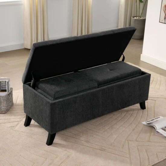 Best deal 😍 Furniture Of America Iras Transitional Gray Storage Bench With Ottoman 👍 - Image 5