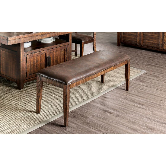 Best Pirce 😀 Furniture Of America Pame Rustic Brown Faux Leather Dining Bench ❤️