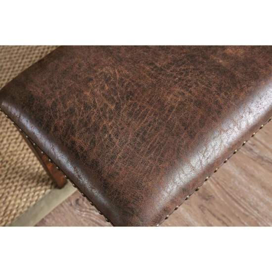 Best Pirce 😀 Furniture Of America Pame Rustic Brown Faux Leather Dining Bench ❤️ - Image 6