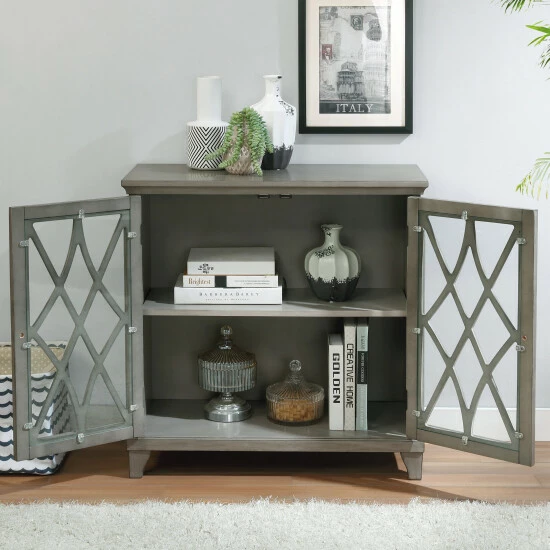 Hot Sale โ Furniture Of America Lillianfeld Grey 29-inch 2-shelf Hallway Cabinet โ - Image 2