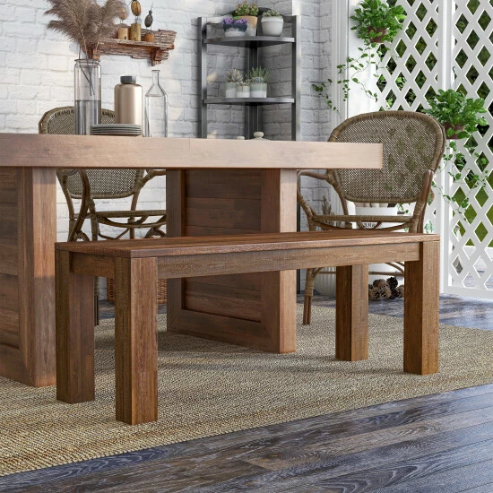 Best deal 👍 Furniture Of America Anaisha Rustic Solid Mango Wood Dining Bench 👍 - Image 3