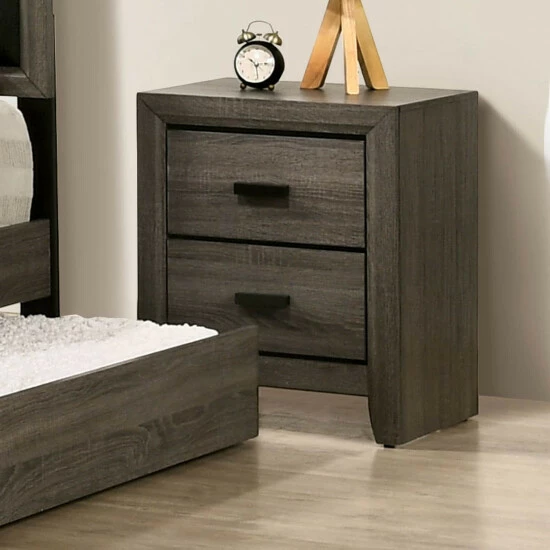 Brand new ๐ Furniture Of America Vilk Rustic Grey Solid Wood 2-drawer Nightstand ๐งจ