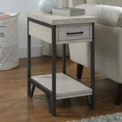 Promo π Furniture Of America Mingard Rustic 12-inch 1-shelf 1-drawer Side Table Antique White π