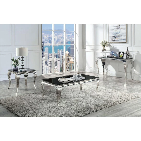 Promo 🤩 Furniture Of America Kiermeyer Glam 55-in Glass Top Sofa Table White/silver 🔥 - Image 7
