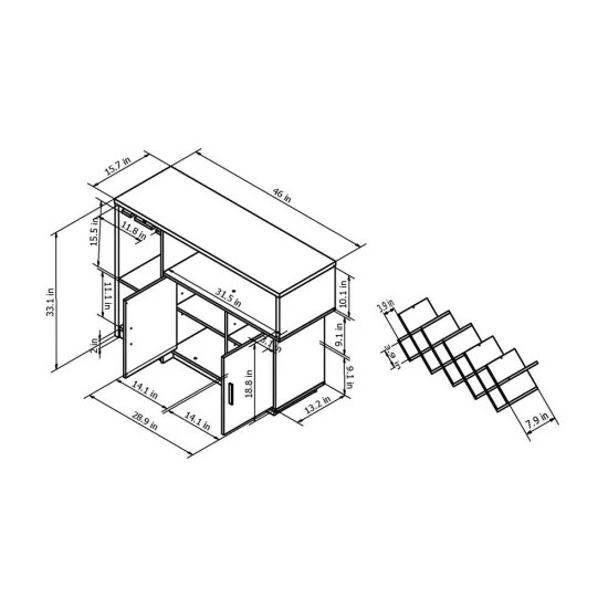 Best Pirce 🥰 Furniture Of America Leo Modern Brown 46-inch Multi-storage Buffet 🤩 - Image 7