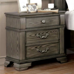 Best Pirce 🔥 Furniture Of America Stroh Traditional Nightstand With USB Charger Grey 🌟