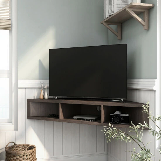Brand new π Furniture Of America Sukhumi 47-inch Wall-mounted Corner TV Console Walnut Oak β - Image 8
