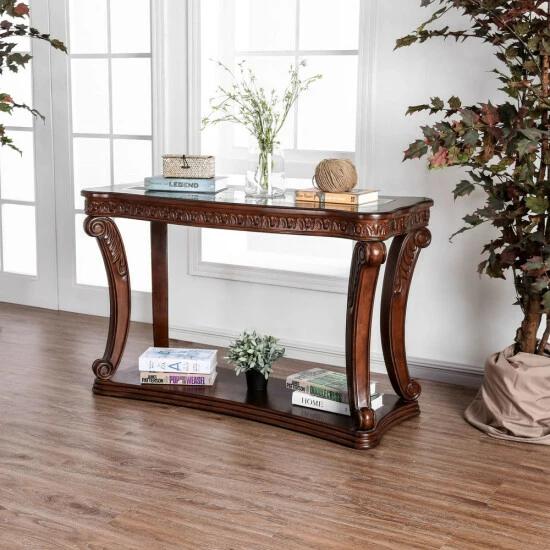 Brand new 🎁 Furniture Of America Derg Traditional Dark Oak 48-inch 1-shelf Sofa Table 🥰