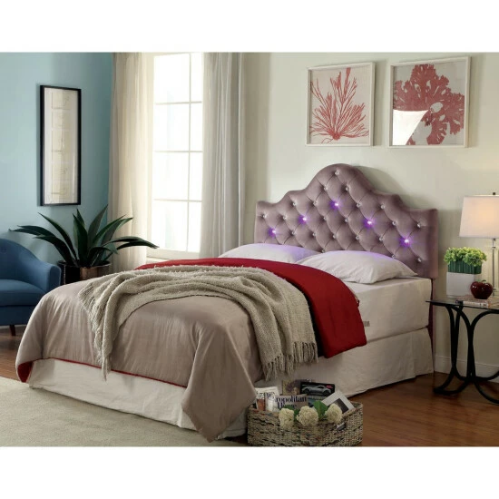 Brand new 💯 Furniture Of America Lina Contemporary Fabric Tufted Crown Headboard 🎉 - Image 4
