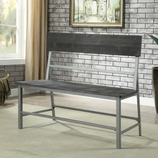 Deals ❤️ Furniture Of America Traw Industrial Black Metal Dining Bench ✔️