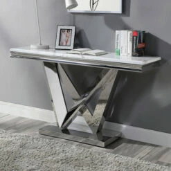 Best Pirce π₯ Furniture Of America Kaliki Glam Chrome 55-inch Faux Marble Sofa Table π€©