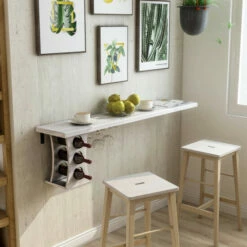 New 🛒 Furniture Of America Catania Modern 3-Bottle Floating Wine Rack Cappuccino 💯