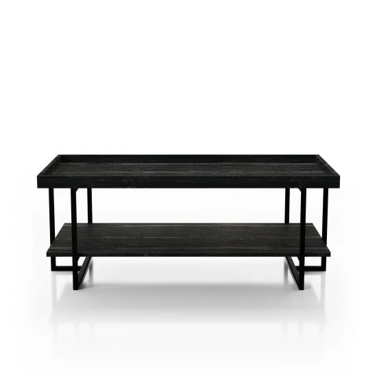 Hot Sale 🤩 Furniture Of America Alivia Rustic Black 47-inch 1-shelf Coffee Table ✔️ - Image 4
