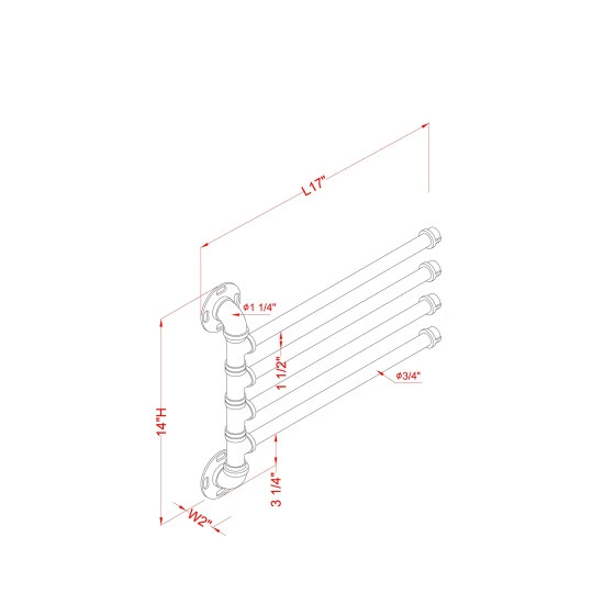 Budget π Furniture Of America Brevin Industrial Sand Black Wall Mounted Towel Rack π - Image 7