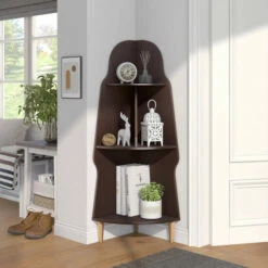 Budget ⌛ Furniture Of America Arissa Modern 54-in Corner Bookcase With 4-Shelf Espresso 🎉