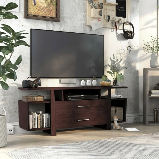 Best Pirce ⌛ Furniture Of America Bild 60-inch Multi-functional Storage TV Console Espresso ✨