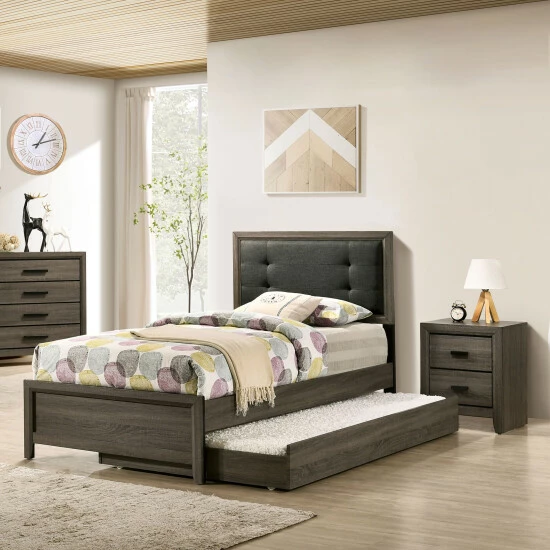 Best Pirce 🔥 Furniture Of America Aury Rustic Grey Tufted 3-piece Bedroom Set 🥰