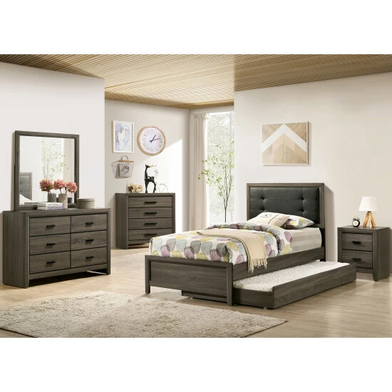 Best Pirce 🔥 Furniture Of America Aury Rustic Grey Tufted 3-piece Bedroom Set 🥰 - Image 2