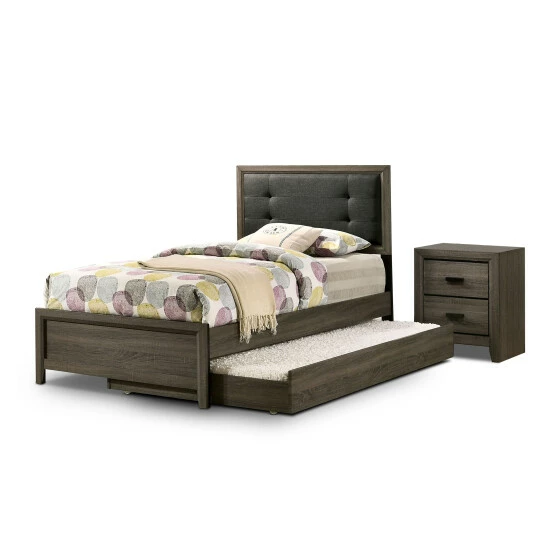 Best Pirce 🔥 Furniture Of America Aury Rustic Grey Tufted 3-piece Bedroom Set 🥰 - Image 5