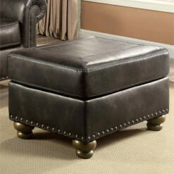 New π₯° Moji Traditional Brown Faux Leather Ottoman By Furniture Of America Dark Brown β€οΈ
