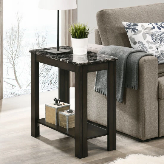 New 🔥 Furniture Of America Kari Farmhouse Walnut 12-inch 1-shelf Side Table White ✨ - Image 2