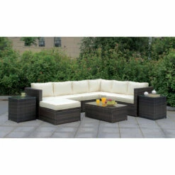 Cheap 🎉 Furniture Of America Cals Contemporary Brown Patio Sectional Set ✔️